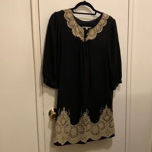 Tibi black silk printed dress